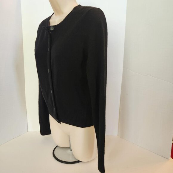 VINCE  Cashmere Crewneck Cardigan Sweater in Black, SMALL - Picture 3 of 9